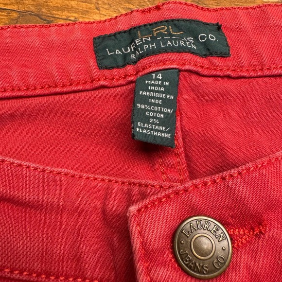 LRL Ralph Lauren Jeans Co Women Red Straight Leg Cotton Blend Jeans Size 14 - Picture 5 of 7